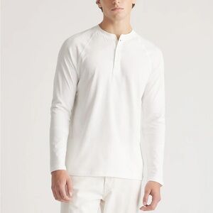 Men’s Quince White Long Sleeve Henley T Shirt Size Medium Cotton Modal